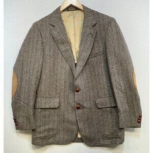 Gokeys Mens Wool Tweed Blazer Elbow Patches & Leather Buttons 42A Brown